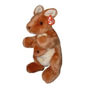 Ty Plush Kangaroo with Joey - Brown and White